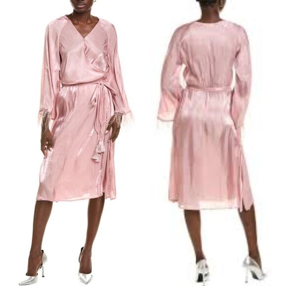 O.p.t. Mardilono Wrap Dress In‎ Pink size XS MISSING TASSELS - Picture 1 of 11